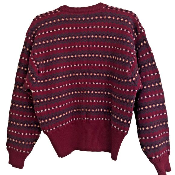 JG Hook 100% Wool Cardigan Sweater Womens Size M VTG 70s Birdseye Burgundy FLAWS - Picture 7 of 16